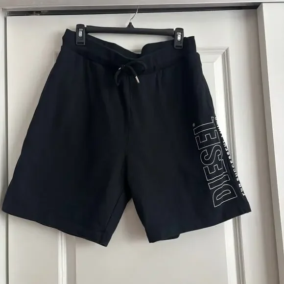 Diesel UMLB-PAN CALZONCINI Black Drawstring Sweat Shorts Mens XL Lounge - Picture 2 of 12